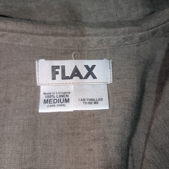 Flax Olive Green Button-Up Linen Top Size medium - Picture 6 of 6